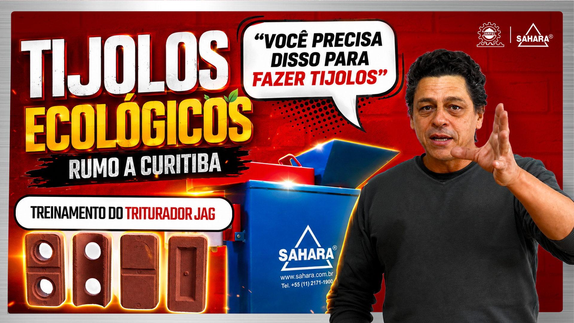  TRITURADOR JAG rumo a CURITIBA-PR: Preparação de solo para TIJOLOS ECOLÓGICOS - Jarfel // Sahara