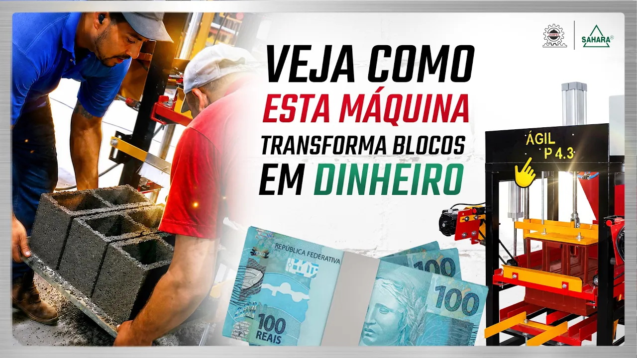 MAIS EFICIÊNCIA = MAIS PRODUÇÃO! Máquina para Blocos de Concreto Ágil P 4.3 - Jarfel // Sahara