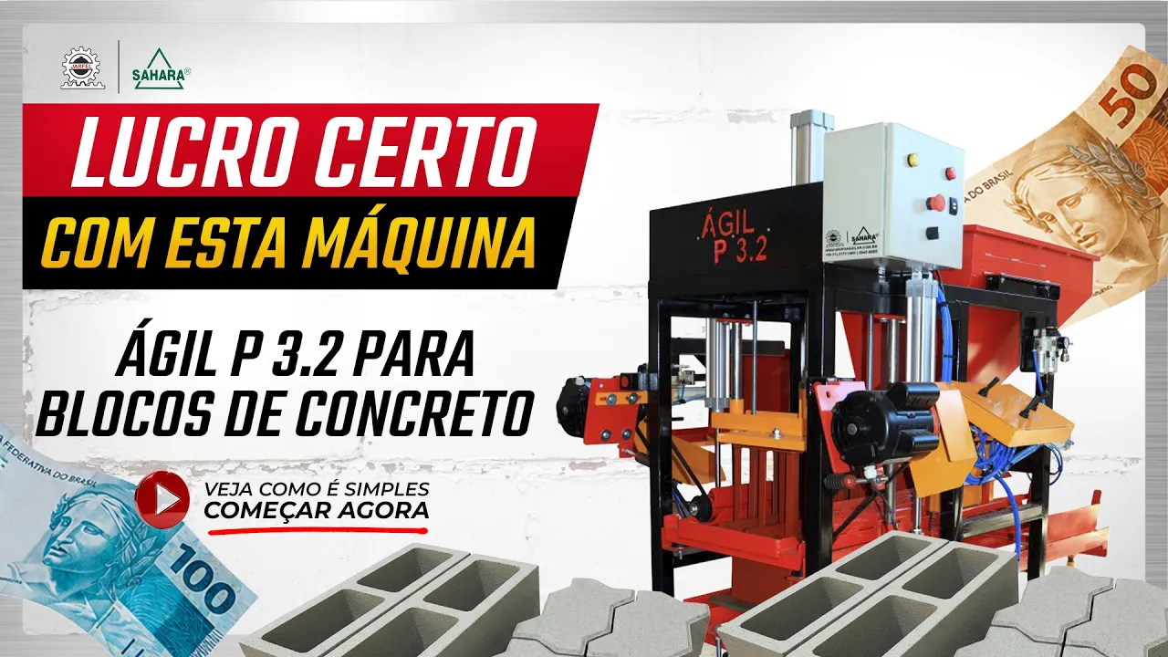 AGILIDADE + PRATICIDADE para Fabricar Blocos e Artefatos de Concreto! Ágil P 3.2 -  Jarfel // Sahara