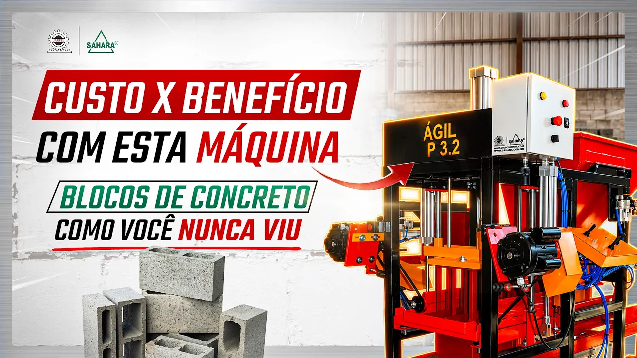 Máquina CUSTO-BENEFÍCIO para Fabricar BLOCOS DE CONCRETO com a Ágil P 3.2 - Jarfel // Sahara
