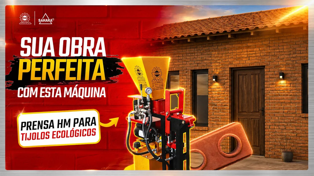 PRENSA HM de TIJOLOS ECOLÓGICOS: PRODUÇÃO e CONSTRUÇÃO CONSCIENTE e ECONÔMICA - Jarfel // Sahara