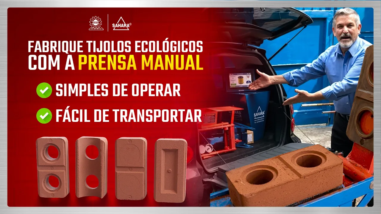 NOVA FORMA DE ECONOMIZAR NA OBRA! Fabrique Tijolos Ecológicos com a Prensa Manual - Jarfel // Sahara